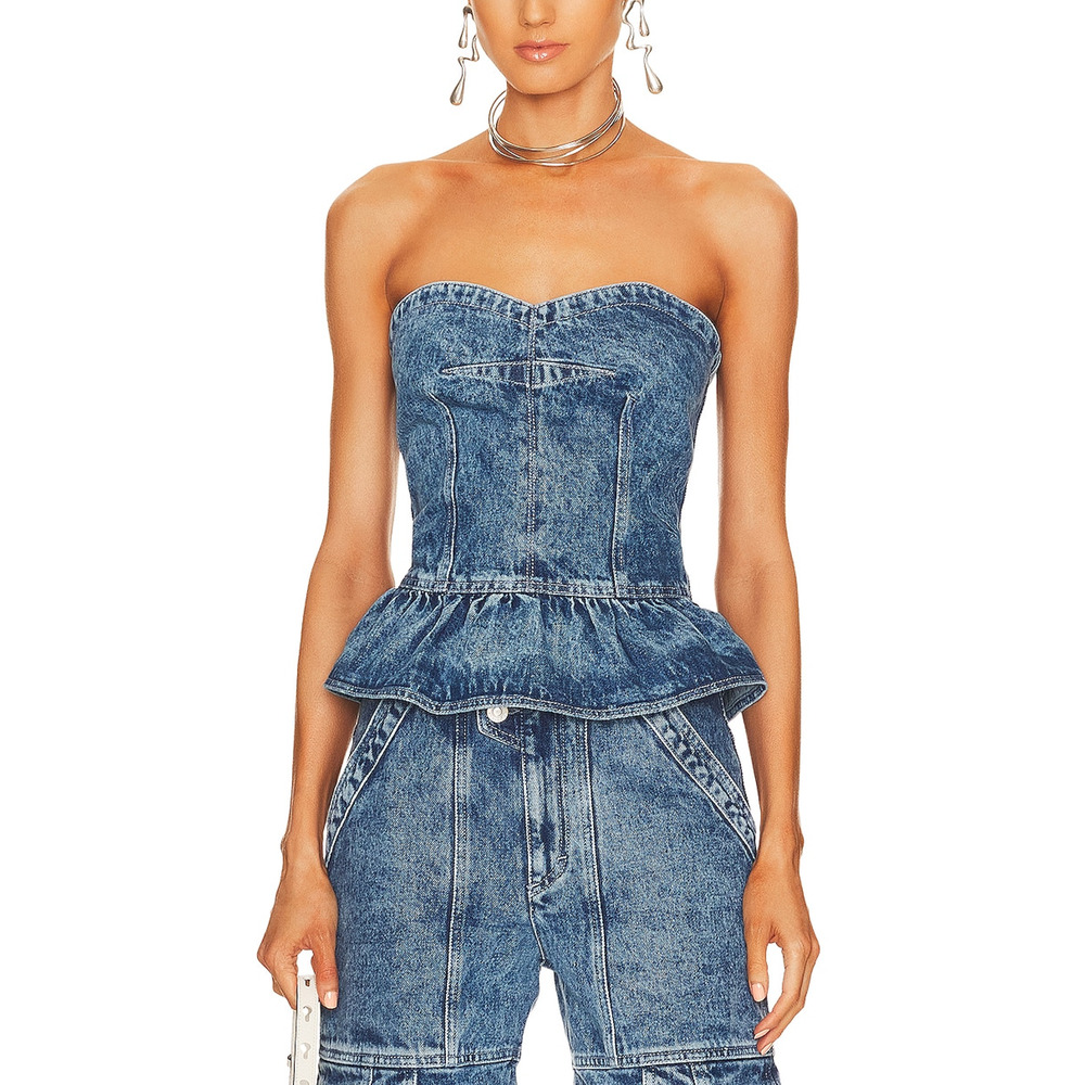 Isabel Marant Etoile 'Solizinia' Blue Denim Jean Top Size 6 - NWT